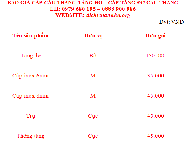 Báo giá thi công trọn gói cáp cầu thang bằng tăng đơ