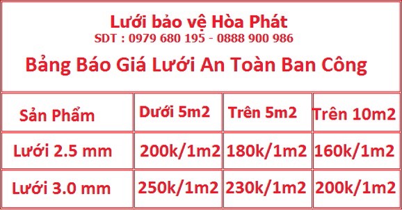 Báo giá lưới an toàn ban công