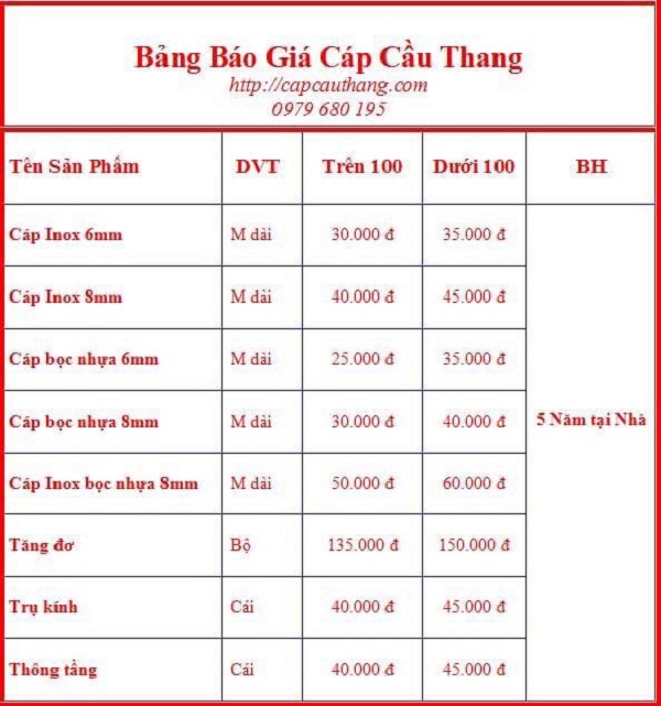 Báo giá thi công cáp cầu thang